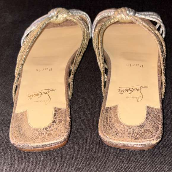 Christian Louboutin Gold & Silver Metallic Sandals Size 41 1/2 - Picture 3 of 13